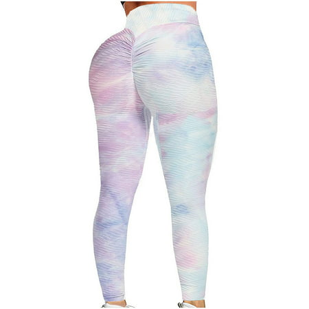 CLZOUD Yoga Pants Plus Size Pink Polyester Women S Pringing Lifting Exercise Fitness Running High Waist Yoga Pants Xxl