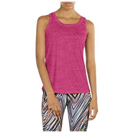 CLZOUD Tops for Women Casual Summer Hot Pink Women Yoga Activewear Workout Open Back Fitness Racerback Tank Top Shirt L