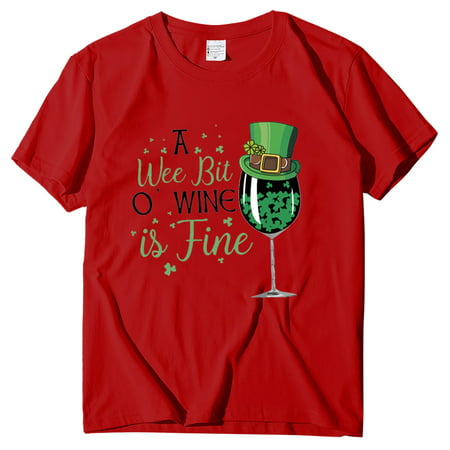 CLZOUD Womens Shirts Summer Red Womens T Shirt Short Sleeved Solid Round Neck Loose Oversize Printed Shirt S