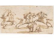 Horsemen Hunting Poster Print by Attributed to Francesco Allegrini (Italian  Cantiano 1615/20 �after 1679 Gubbio ) (18 X 24)