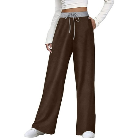 GWAABD Petite Bootcut Jeans for Women Pants Drawstring Legs Women Wide Sweatpants Waist Elastic Casual Pants