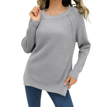 GWAABD Women S Sweats Woman Fashion Casual Pullover Sweater Long Sleeve Round Neck Hollow Knit Top