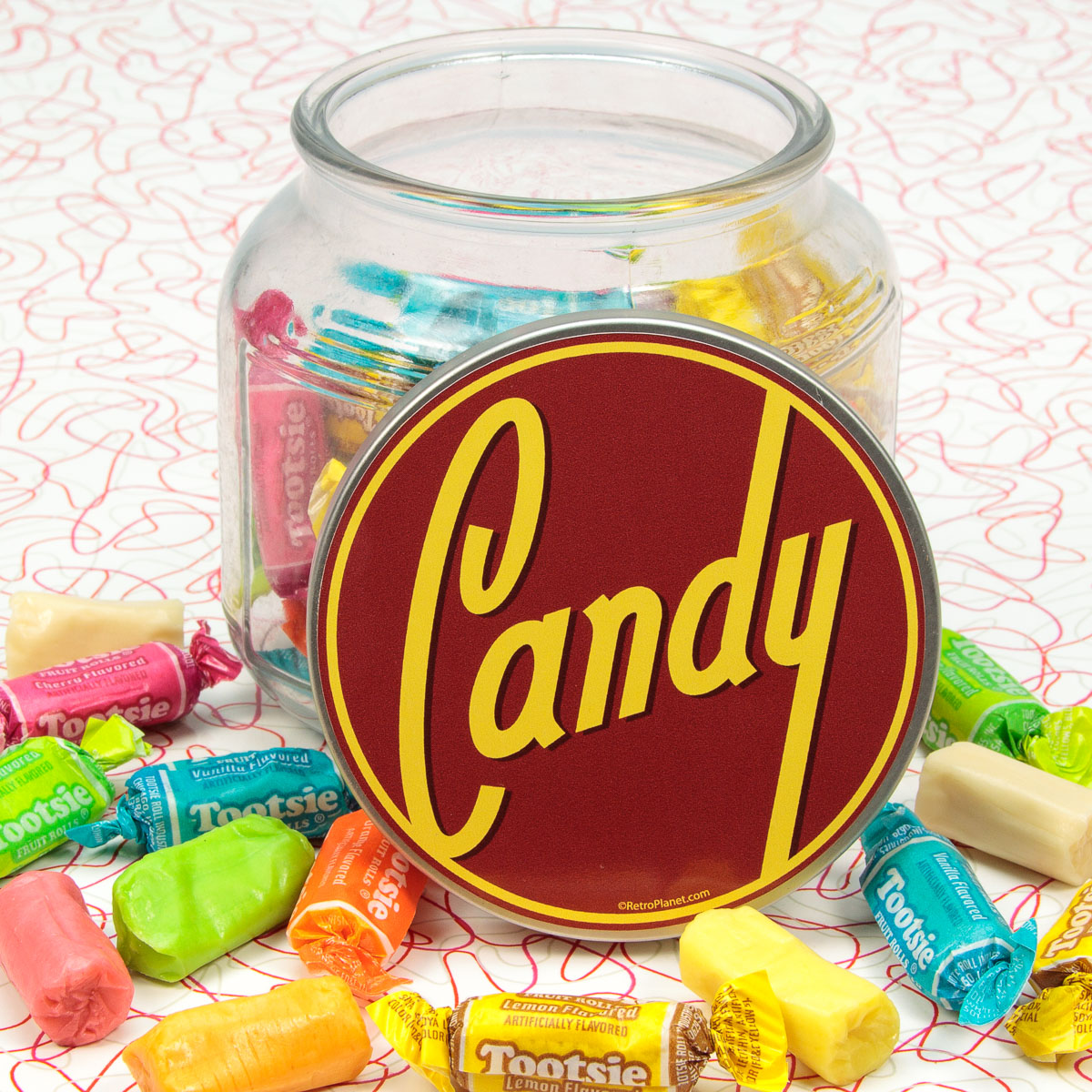 Tootsie Fruit Rolls 16 Oz Glass Candy Jar