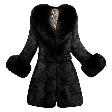 GWAABD Women S Fuzzy Single Button Lapel Collar Long Women Lady Coat Winter Warm Long Sleeve Solid Outwear Coat Plush Jacket Warm and Soft Winter Over