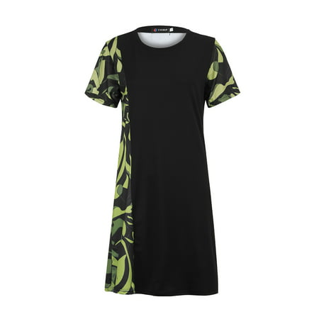 GWAABD Bohemian Maxi Dress Knee Camouflage Womens Sleeve Short Dress Lengtht O-Neck Fashion Women S Dress