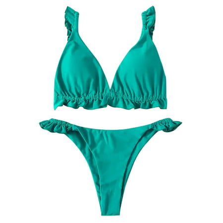 GWAABD High Waist Bathing Suit Women Bikini Set Sunflower Print Padded Swimwear Bathing Swimsuit Beachwear