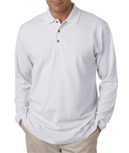 Bodek and Rhodes 18915006 8532 Ultraclub Adult Long-sleeve Classic Piqu Polo White - Extra Large