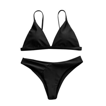 GWAABD Summer 2023 Outfits Swimwear Solid Pad Set Bikini Beachwear Bathing Push-up Women Swimwears Tankinis Set