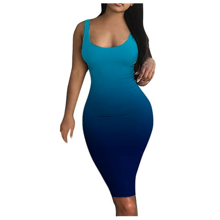 GWAABD Winter Dress for Women Dresses Dress Party Women S Sleeveless Club Tank MIDI Gradient Mini Dress Women S Dress