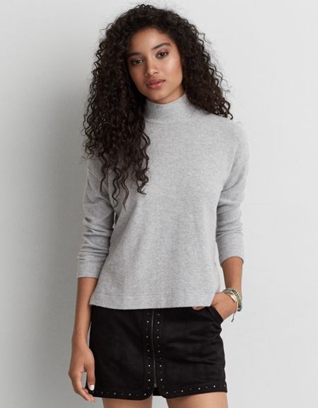 Ae Mock Neck Zipper Sweatshirt