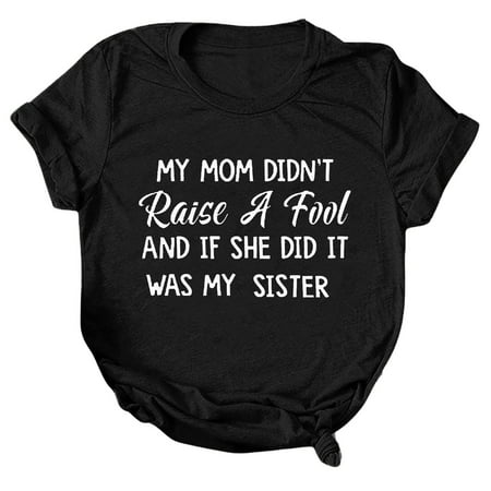 GWAABD Women S Shirts Blouse Sleeve Tee Tunic Neck Casual Round Tops Women Letters Shirts Short Printing Women S Blouse