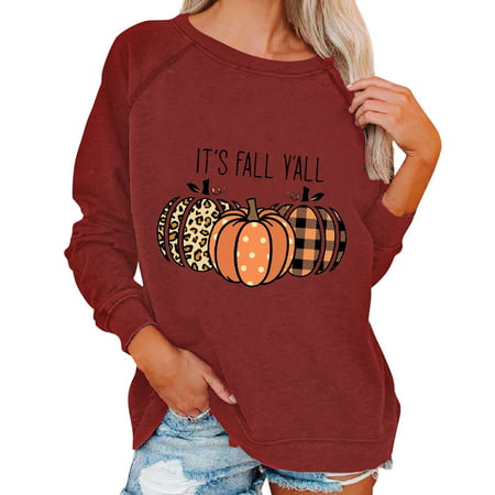GWAABD Womens Oversized Shirts Women Pullover Casual L Print Long Sleeved O Neck Fashion Warm Autumn Winter Sweatshirt Tops