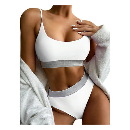 GWAABD Asymmetrical Swimsuits for Women Women Women S High Bikini Swimsuit Swimwear Swimsuits Waist Set Sequin Swimwears Tankinis Set