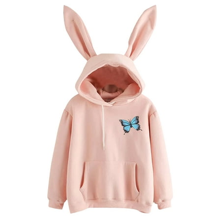 GWAABD Fashion Hoodies for Women Rabbit Pullover Sleeve Hoodie Tops Womens Blouse Sweatshirt Long Women S Blouse