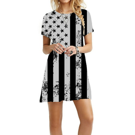 Perfect Summer Gift HIMIWAY Maxi Cheap MIDI Wedding Guest Plus Size Women 6974 Summer Loose Casual Large Size Independence Day V-Neck Sleeveless Dress