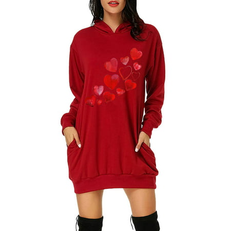 GWAABD Wrap Dress for Women Women S Fashion Printed Hoodie Bag Pocket Print Hoodie Fashion Dress
