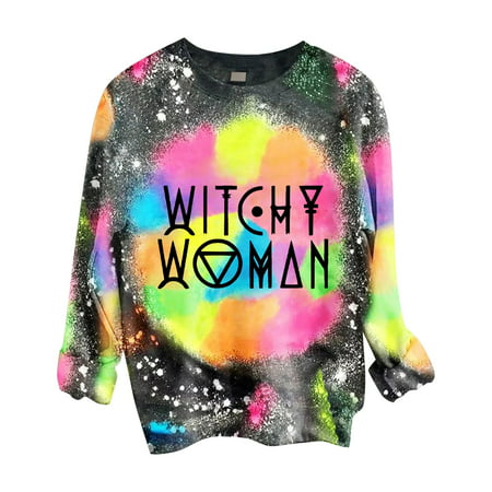GWAABD Long Sweatshirts for Women Letters Hoodless Sweatshirt Womens Casual Fall Long Sleeve Sweatshirt Button Down Top Lightweight Blouse