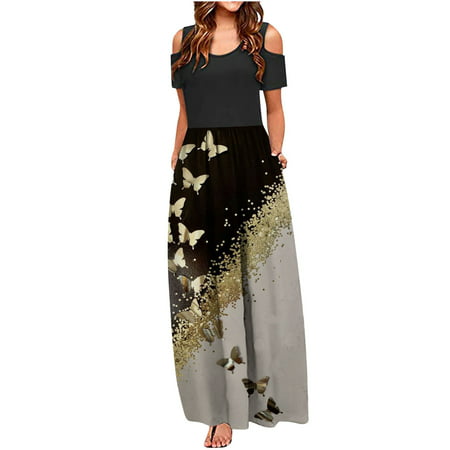 Guieoi Summer Dress Women Casual V-Neck Sleeveless Bandage Stripe Printing Loose Vest Sling Long Dress Summer Dresses 2292 on Clearance