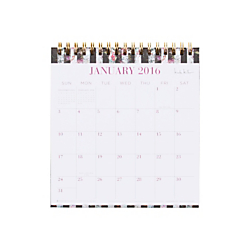 Nicole Miller Monthly Wire-o Desk Pad, 6in. X 6 3/8in., 50% Recycled, White, Garden, January-december 2016