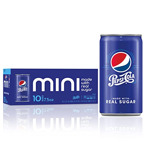 Pepsi Cola Real Sugar Soda Pop  7.5 Fl.oz 10 Pack Mini Cans