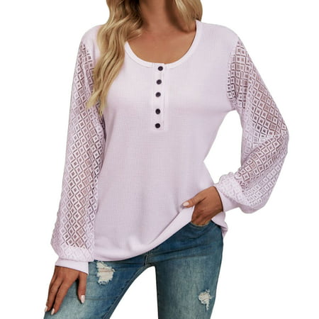 CLZOUD Women S Summer T Shirt Pink Polyester Spandex Womens Knit Tunic Tops Loose Long Sleeve Button up V Neck Henley Shirts Xl