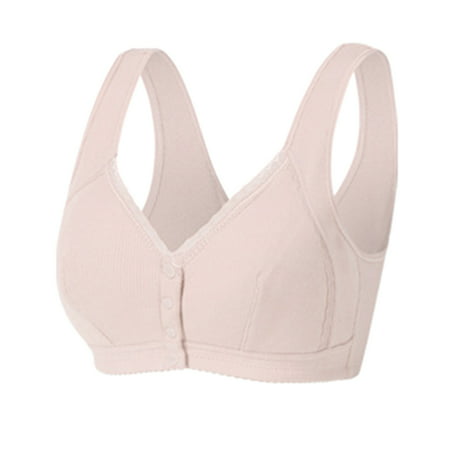 CLZOUD Bra for Women Beige Women S Comfortable Ring Yoga Sleep Tank Top Bra with Front Button Bra 85