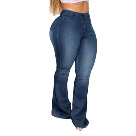 GWAABD Tummy Control Legging Trendy Clothes Women Bell Bottom Jeans High Street Baby Blue Plus Size Flared Jeans