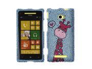 Htc Windows Phone 8x Zenith 6990 Hard Case Cover - Giraffe Love Music W/ Sparkle Rhinestones
