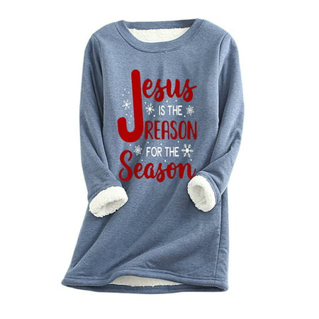 GWAABD Knit Sweatshirt Women S Autumn and Winter Print Loose Tops Thickened and Warm Fit Bottoming Shirt Sweatshirt