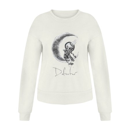 GWAABD Womens Oversized Shirts Women S Everyday Print Sweatshirts Long Sweatshirt Letter Print Crew Neck Print Long Sleeve Women S Skateboard Blouse