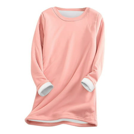 GWAABD Floral Tshirts Shirts for Women Winter Underwear Thick Warm Top O Neck Women Velvet Sweatshirt Women S Blouse