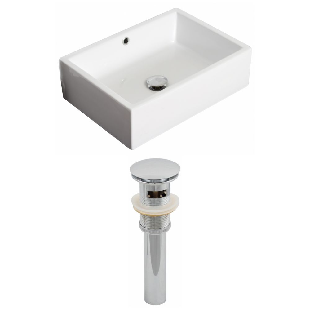 American Imaginations 20-in. W Above Counter White Bathroom Vessel Sink Set for Deck Mount Drilling AI-14838