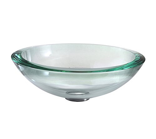 KRAUS Clear Glass Round Vessel Bathroom Sink (Sink with Gold Pop up Drain/ Mounting Ring)