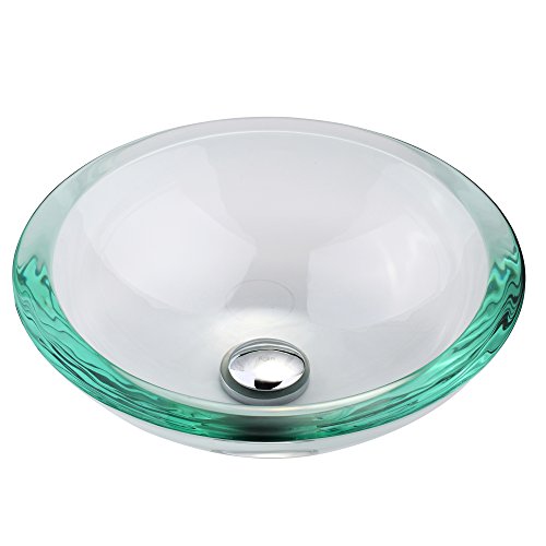 KRAUS Clear Glass Round Vessel Bathroom Sink (Sink with Gold Pop up Drain/ Mounting Ring) thumbnail