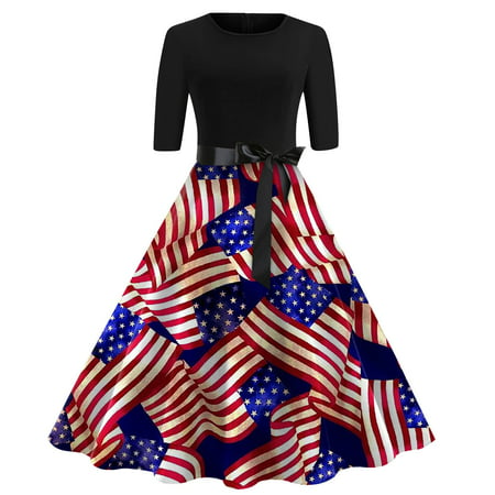 Perfect Summer Gift HIMIWAY Maxi Cheap MIDI Wedding Guest Plus Size Women 2723 Summer Loose Casual Large Size Independence Day V-Neck Sleeveless Dress