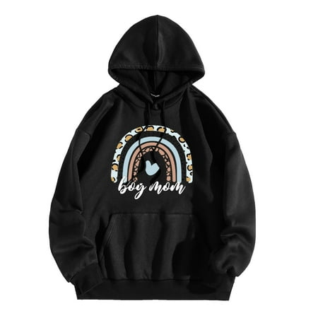 GWAABD Sweaters for Women Hoodies Womens Casual Long Sleeve Letter Printed Hoodies Pullover Drawstring Sweatshirt Top Blouse with Pocket