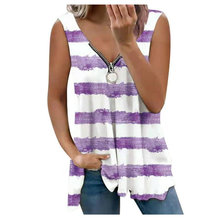 GWAABD Sleeveless Crop Tops for Women Pack Top T-Shirt for Women Tie- Dye Beach Loose Casual T-shirt