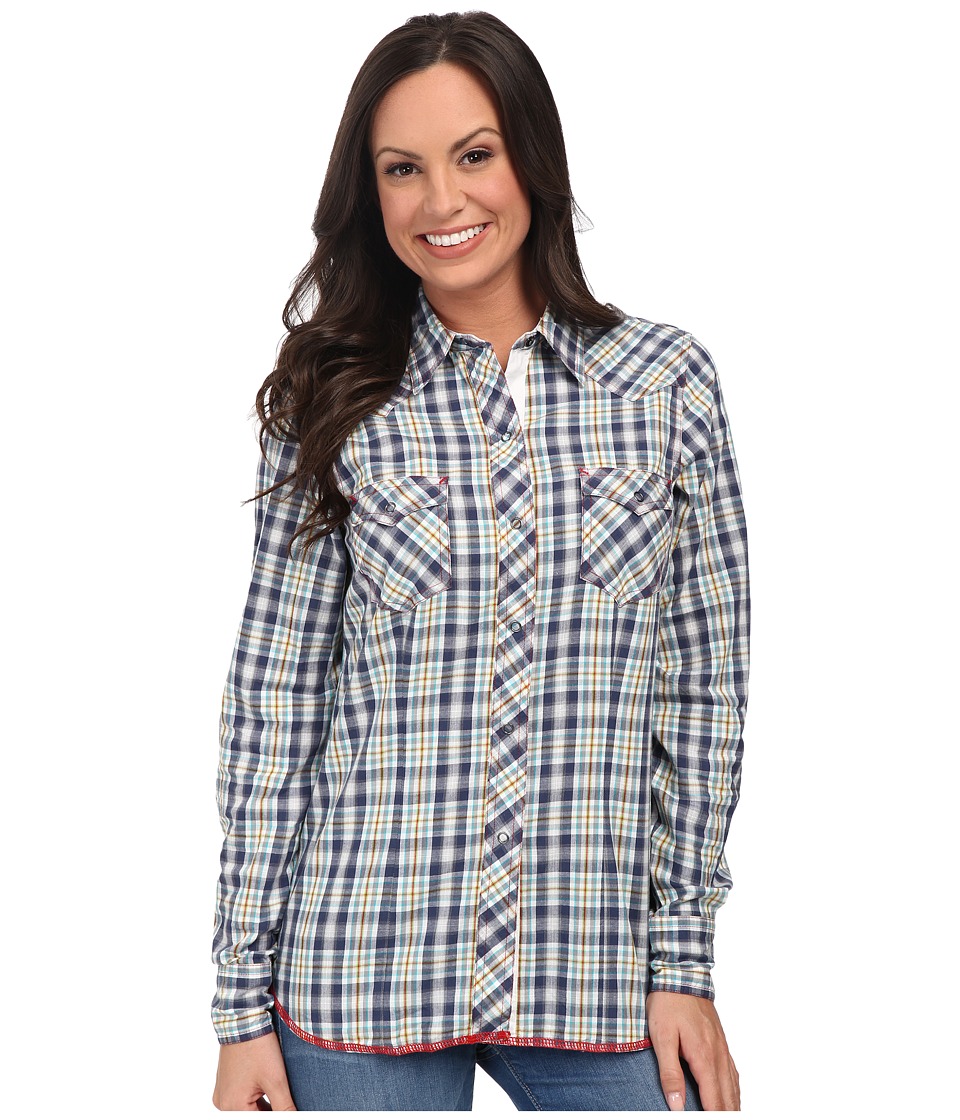 Roper - 9797 Southwest Plaid (blue) Women's Long Sleeve Button up