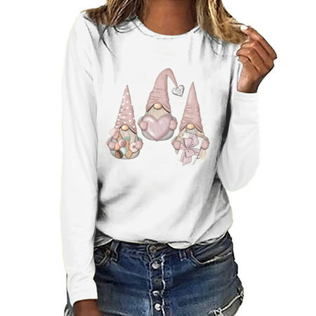 GWAABD Womans Sweatshirts Women Valentine S Day Printed Long Sleeve Sweatshirt Pullover Shirts Top Blouse