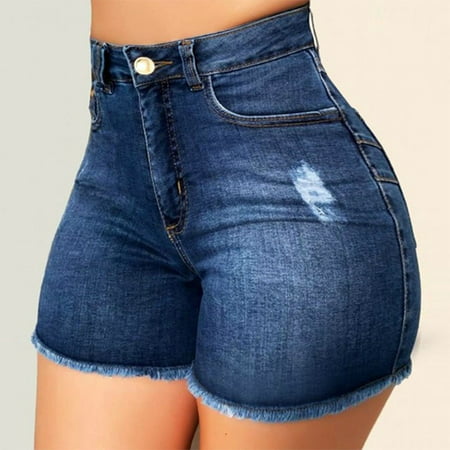 GWAABD Women Quick Dry Shorts Broken Fit Pantalones Ripped Shorts Jeans Waisted Hotpant High Slim Women Denim Pants
