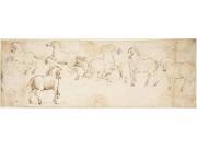 Horses Poster Print by Attributed to Francesco Allegrini (Italian  Cantiano 1615/20 �after 1679 Gubbio ) (18 X 24)