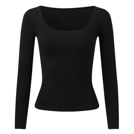 CLZOUD Women Dress Shirts Black Womens Fal and Winter Slim Top with a Base Xxl