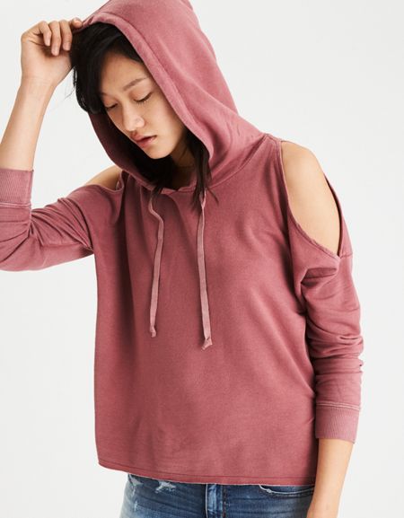 Ae Soft & Sexy Cold Shoulder Hoodie
