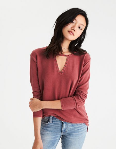 Ae Soft & Sexy Grommet Keyhole Top