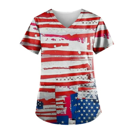 CLZOUD Women T Shirts Casual Pink Polyester 2023 New Holiday Digital Print Women S V Neck 3D Print Large Size Pocket Casual T Shirt L