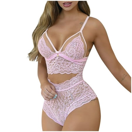 CLZOUD Nightgown Pink Fashion Lace Lingerie Underwear Sleepwear Underwear Pajamas Thong
