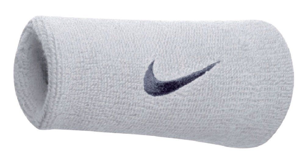 Nike Swoosh Doublewide Wristbands White/Obsidian  OSFM