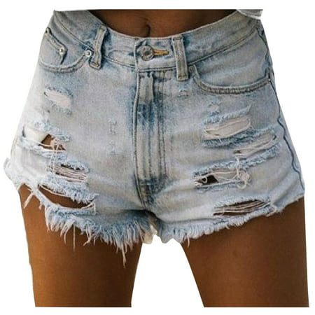 GWAABD Flare Pants with Pockets High Women Denim Waist Solid Hole Tassel Shorts Perforated Shorts Plus Size Pants