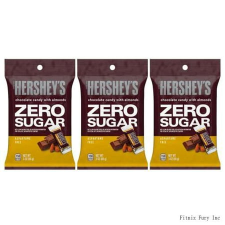 HERSHEY S ZERO SUGAR Chocolate with Almonds Minis Peg Bag  3 Oz (Pack of 3)
