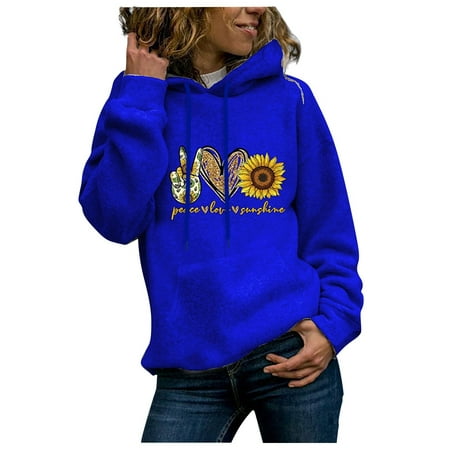 GWAABD Womens Long Sweatshirts for Leggings Women S Winter Print Hooded Sweatshirt Casual Long-Sleeved O-Neck Pocket Top